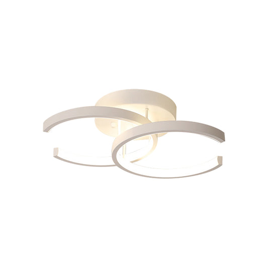LED Corridor Semi Mount Lighting Modern White Ceiling Flush with Dual C-Shape Metal Shade, Warm/White Light Clearhalo 'Ceiling Lights' 'Close To Ceiling Lights' 'Close to ceiling' 'Semi-flushmount' Lighting' 1867171