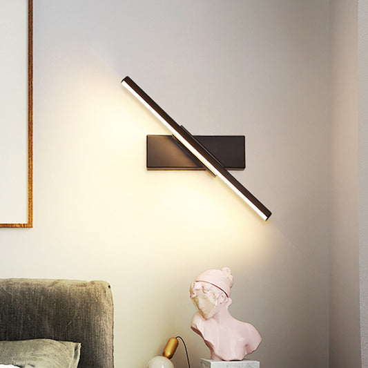 Linear Vanity Wall Sconce Contemporary Metallic Black/White LED Wall Light Fixture in Warm/White Light Black Clearhalo 'Cast Iron' 'Glass' 'Industrial' 'Modern wall lights' 'Modern' 'Tiffany' 'Traditional wall lights' 'Vanity Lights' 'Wall Lights' Lighting' 1867177