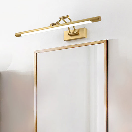 Swing Arm Wall Lamp Minimalism Metallic LED Brass Vanity Bar Light for Mirror Cabinet Brass Clearhalo 'Cast Iron' 'Glass' 'Industrial' 'Modern wall lights' 'Modern' 'Tiffany' 'Traditional wall lights' 'Vanity Lights' 'Wall Lights' Lighting' 1867185