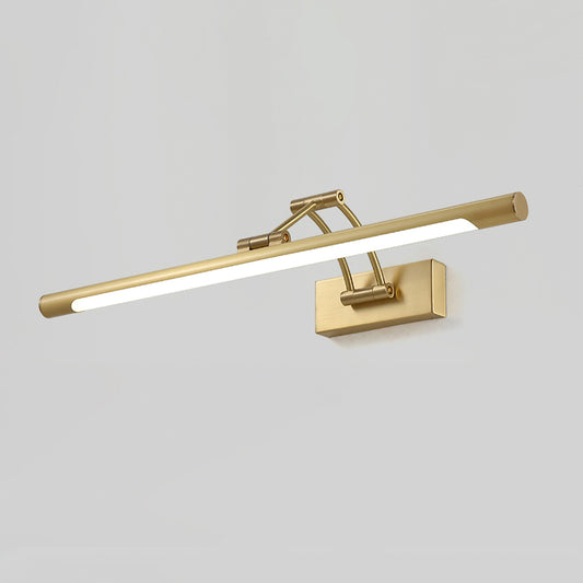 Swing Arm Wall Lamp Minimalism Metallic LED Brass Vanity Bar Light for Mirror Cabinet Clearhalo 'Cast Iron' 'Glass' 'Industrial' 'Modern wall lights' 'Modern' 'Tiffany' 'Traditional wall lights' 'Vanity Lights' 'Wall Lights' Lighting' 1867187