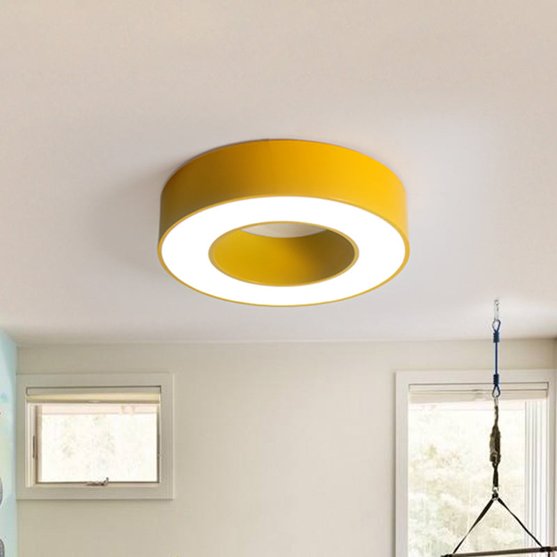 Hollowed Drum Flushmount Light Kids Acrylic Blue/Red/Yellow LED Close to Ceiling Lighting Fixture Clearhalo 'Ceiling Lights' 'Close To Ceiling Lights' 'Close to ceiling' 'Flush mount' Lighting' 1867194