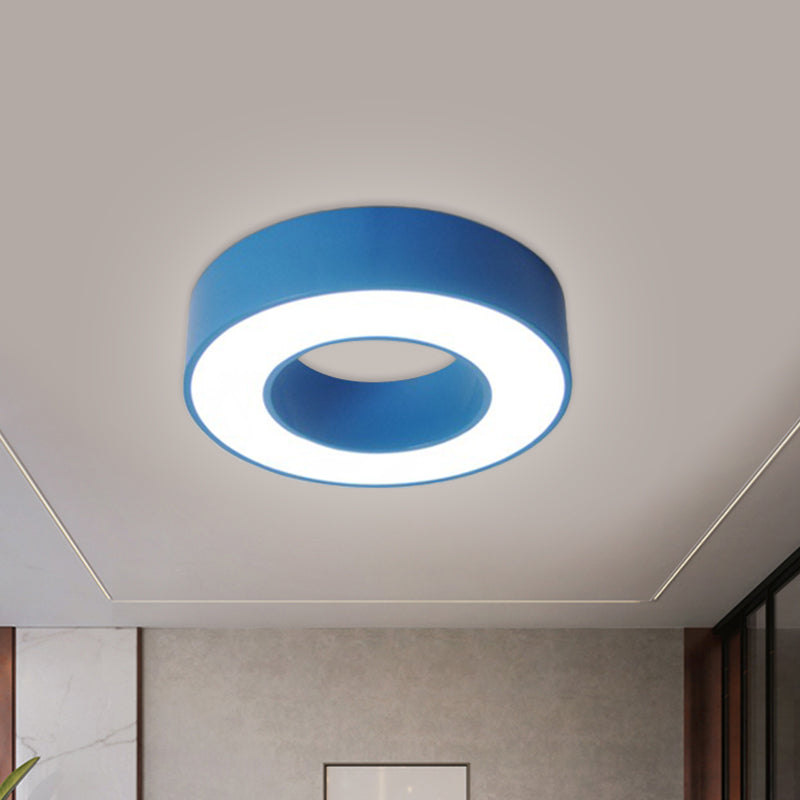 Hollowed Drum Flushmount Light Kids Acrylic Blue/Red/Yellow LED Close to Ceiling Lighting Fixture Blue Clearhalo 'Ceiling Lights' 'Close To Ceiling Lights' 'Close to ceiling' 'Flush mount' Lighting' 1867197