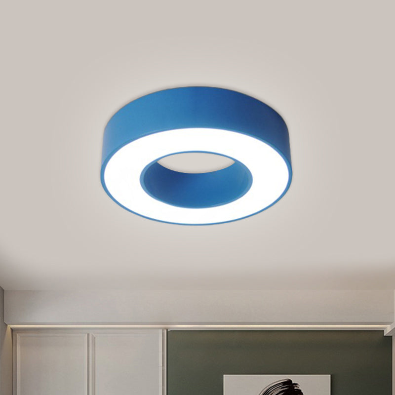 Hollowed Drum Flushmount Light Kids Acrylic Blue/Red/Yellow LED Close to Ceiling Lighting Fixture Clearhalo 'Ceiling Lights' 'Close To Ceiling Lights' 'Close to ceiling' 'Flush mount' Lighting' 1867199