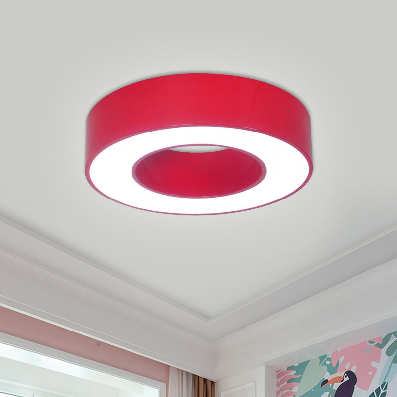 Hollowed Drum Flushmount Light Kids Acrylic Blue/Red/Yellow LED Close to Ceiling Lighting Fixture Clearhalo 'Ceiling Lights' 'Close To Ceiling Lights' 'Close to ceiling' 'Flush mount' Lighting' 1867206