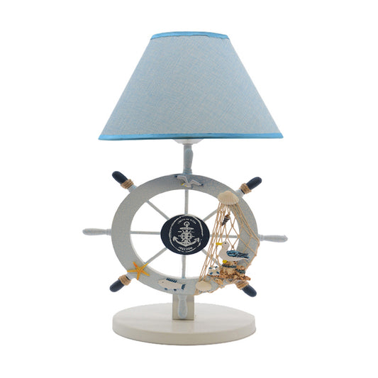 Children Single Light Rudder Task Lighting with Fabric Shade Blue Conical Small Desk Lamp Clearhalo 'Lamps' 'Table Lamps' Lighting' 1867218