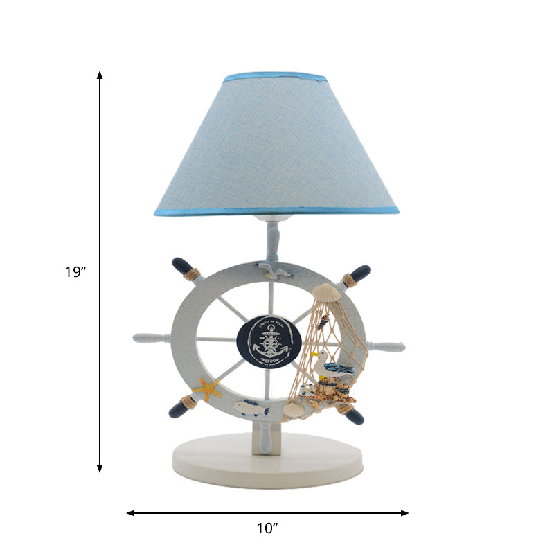 Children Single Light Rudder Task Lighting with Fabric Shade Blue Conical Small Desk Lamp Clearhalo 'Lamps' 'Table Lamps' Lighting' 1867220