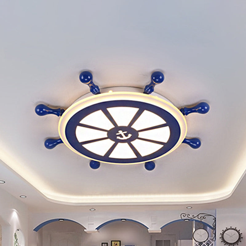 LED Bedroom Ceiling Fixture Simplicity Blue Flush Mount Light with Rudder Acrylic Shade Clearhalo 'Ceiling Lights' 'Close To Ceiling Lights' 'Close to ceiling' 'Flush mount' Lighting' 1867230