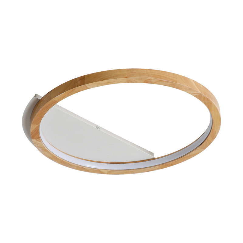 Wood Ring Flush Mount Lighting Contemporary LED Beige Ceiling Light Fixture, 13"/17"/21" Width Clearhalo 'Ceiling Lights' 'Close To Ceiling Lights' 'Close to ceiling' 'Flush mount' Lighting' 1867241