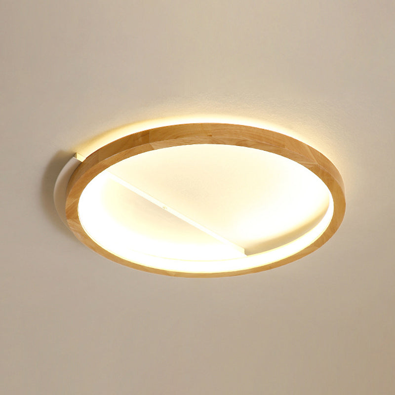 Wood Ring Flush Mount Lighting Contemporary LED Beige Ceiling Light Fixture, 13"/17"/21" Width Clearhalo 'Ceiling Lights' 'Close To Ceiling Lights' 'Close to ceiling' 'Flush mount' Lighting' 1867242