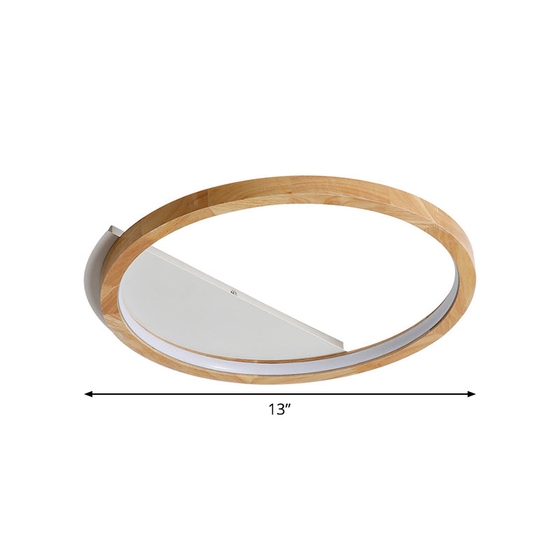 Wood Ring Flush Mount Lighting Contemporary LED Beige Ceiling Light Fixture, 13"/17"/21" Width Clearhalo 'Ceiling Lights' 'Close To Ceiling Lights' 'Close to ceiling' 'Flush mount' Lighting' 1867243