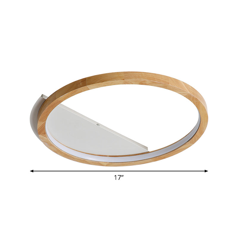 Wood Ring Flush Mount Lighting Contemporary LED Beige Ceiling Light Fixture, 13"/17"/21" Width Clearhalo 'Ceiling Lights' 'Close To Ceiling Lights' 'Close to ceiling' 'Flush mount' Lighting' 1867244