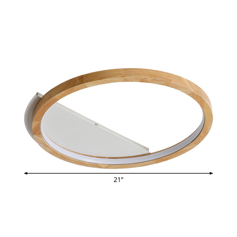 Wood Ring Flush Mount Lighting Contemporary LED Beige Ceiling Light Fixture, 13"/17"/21" Width Clearhalo 'Ceiling Lights' 'Close To Ceiling Lights' 'Close to ceiling' 'Flush mount' Lighting' 1867245