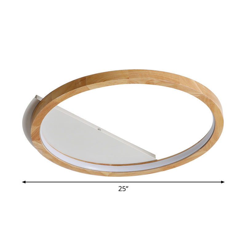 Wood Ring Flush Mount Lighting Contemporary LED Beige Ceiling Light Fixture, 13"/17"/21" Width Clearhalo 'Ceiling Lights' 'Close To Ceiling Lights' 'Close to ceiling' 'Flush mount' Lighting' 1867246