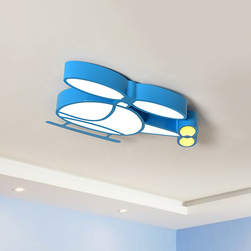 Helicopter Flush Light Kids Metallic Playing Room LED Ceiling Mounted Fixture in Yellow/Blue Clearhalo 'Ceiling Lights' 'Close To Ceiling Lights' 'Close to ceiling' 'Flush mount' Lighting' 1867258