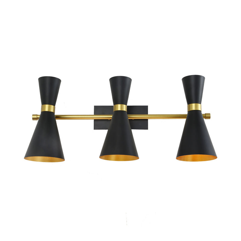 Black/White/Gold Trumpet Wall Sconce Light Contemporary 1/2/3 Light Metal Wall Light with Adjustable Arm Clearhalo 'Cast Iron' 'Glass' 'Industrial' 'Modern wall lights' 'Modern' 'Tiffany' 'Traditional wall lights' 'Wall Lamps & Sconces' 'Wall Lights' Lighting' 186727