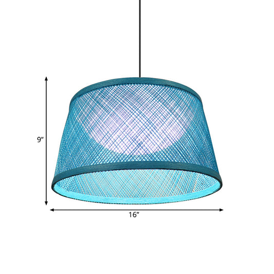 Rope Drum Ceiling Hang Fixture Warehouse 16"/20.5"/24" W 1-Light Drop Lighting Pendant with Inner Dome Acrylic Shade in Blue Clearhalo 'Ceiling Lights' 'Pendant Lights' 'Pendants' Lighting' 1867286