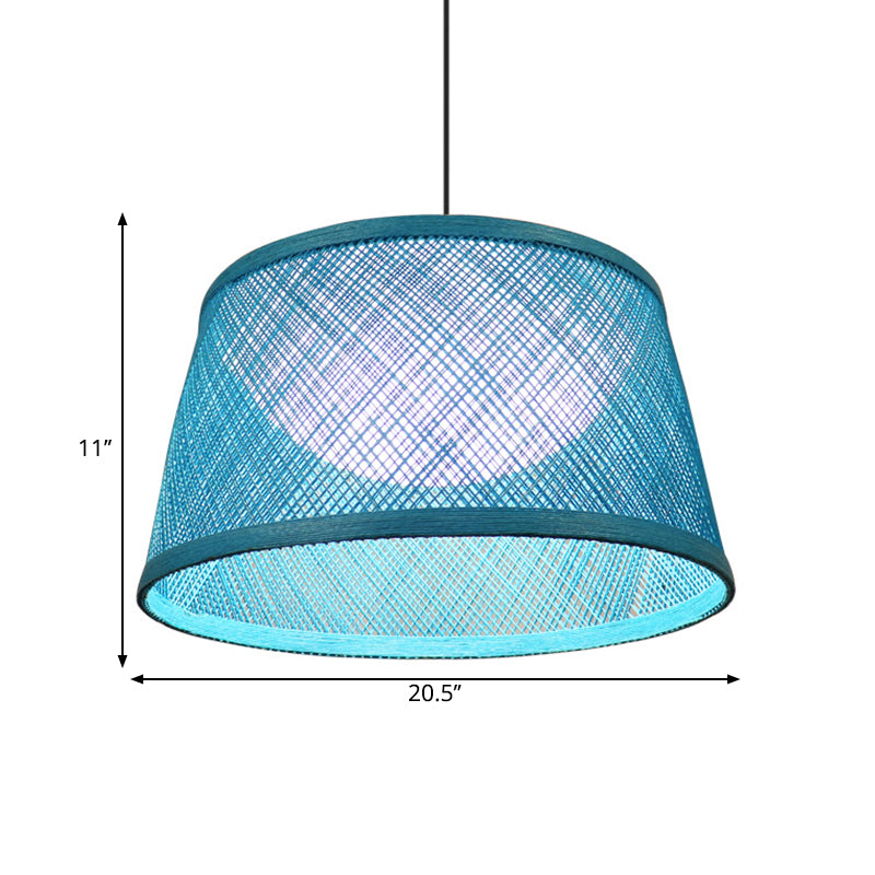 Rope Drum Ceiling Hang Fixture Warehouse 16"/20.5"/24" W 1-Light Drop Lighting Pendant with Inner Dome Acrylic Shade in Blue Clearhalo 'Ceiling Lights' 'Pendant Lights' 'Pendants' Lighting' 1867287