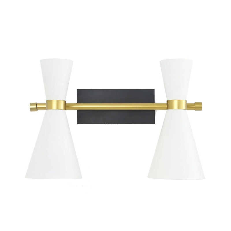 Black/White/Gold Trumpet Wall Sconce Light Contemporary 1/2/3 Light Metal Wall Light with Adjustable Arm Clearhalo 'Cast Iron' 'Glass' 'Industrial' 'Modern wall lights' 'Modern' 'Tiffany' 'Traditional wall lights' 'Wall Lamps & Sconces' 'Wall Lights' Lighting' 186730