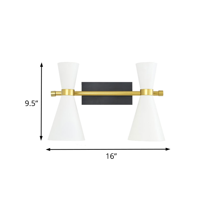 Black/White/Gold Trumpet Wall Sconce Light Contemporary 1/2/3 Light Metal Wall Light with Adjustable Arm Clearhalo 'Cast Iron' 'Glass' 'Industrial' 'Modern wall lights' 'Modern' 'Tiffany' 'Traditional wall lights' 'Wall Lamps & Sconces' 'Wall Lights' Lighting' 186731