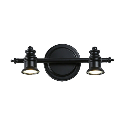 Black 2 Arms Wall Light Fixture Simplicity 2 Heads Metal Adjustable Vanity Light Idea for Bathroom Clearhalo 'Cast Iron' 'Glass' 'Industrial' 'Modern wall lights' 'Modern' 'Tiffany' 'Traditional wall lights' 'Vanity Lights' 'Wall Lights' Lighting' 1867380