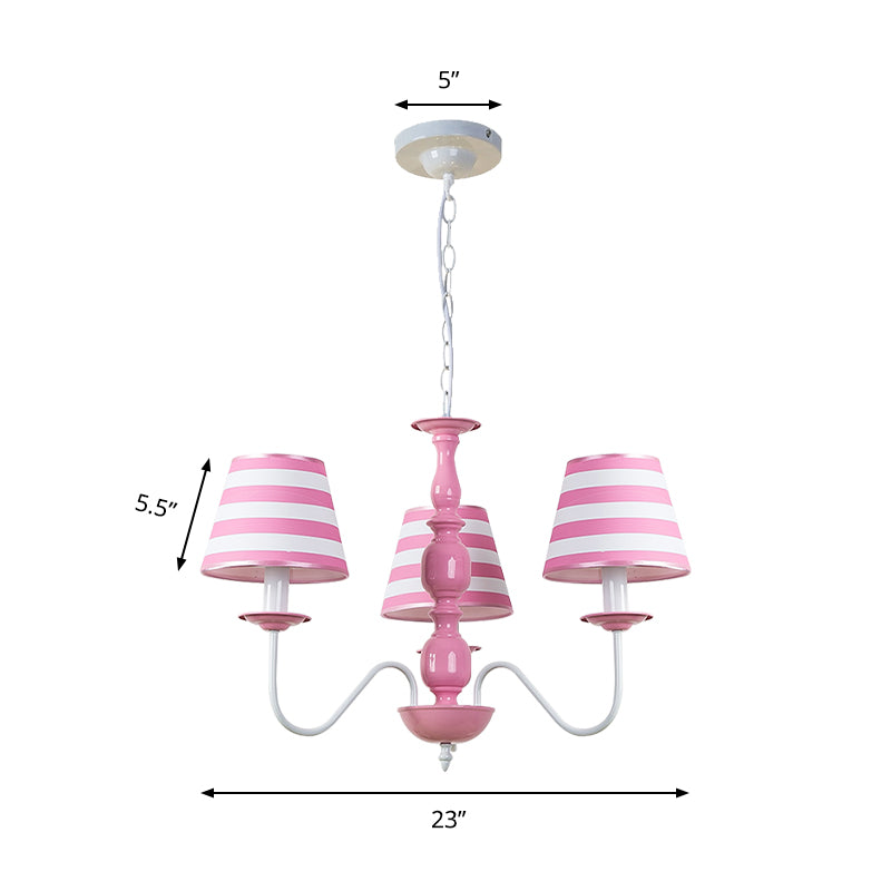Fabric Stripe Shade Suspension Light Restaurant Nordic Style Chandelier in Pink Clearhalo 'Ceiling Lights' 'Chandeliers' Lighting' options 186739