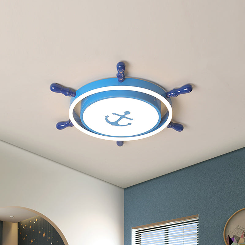 Blue/Gold Rudder Flush Ceiling Light Mediterranean LED Acrylic Flush Mount Lighting in Warm/White Light for Children Room Clearhalo 'Ceiling Lights' 'Close To Ceiling Lights' 'Close to ceiling' 'Flush mount' Lighting' 1867400