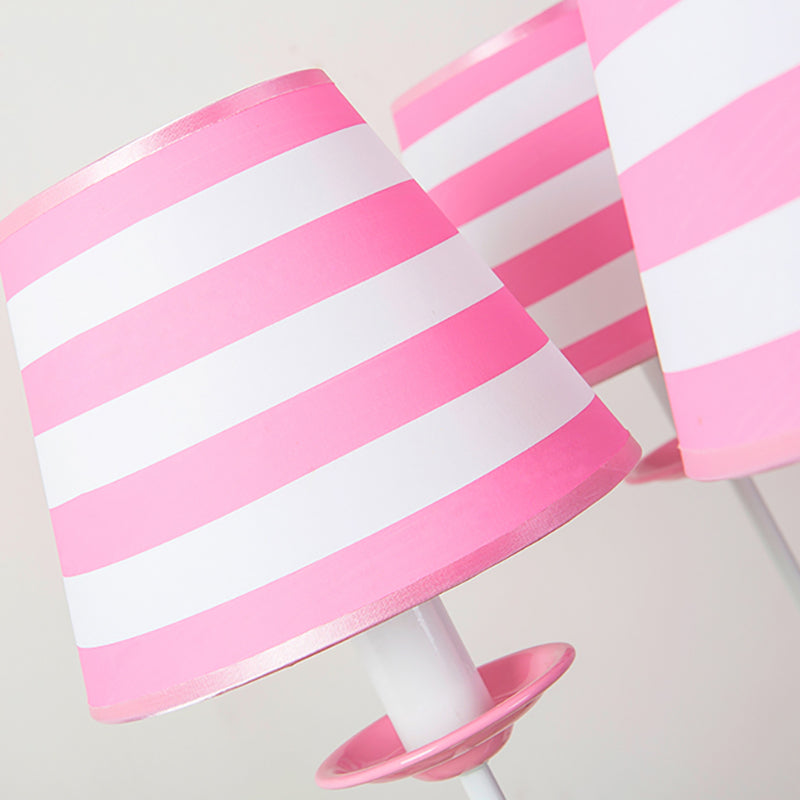 Fabric Stripe Shade Suspension Light Restaurant Nordic Style Chandelier in Pink Clearhalo 'Ceiling Lights' 'Chandeliers' Lighting' options 186744