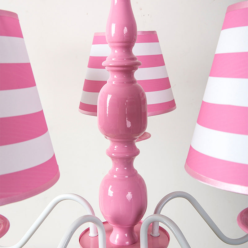 Fabric Stripe Shade Suspension Light Restaurant Nordic Style Chandelier in Pink Clearhalo 'Ceiling Lights' 'Chandeliers' Lighting' options 186745