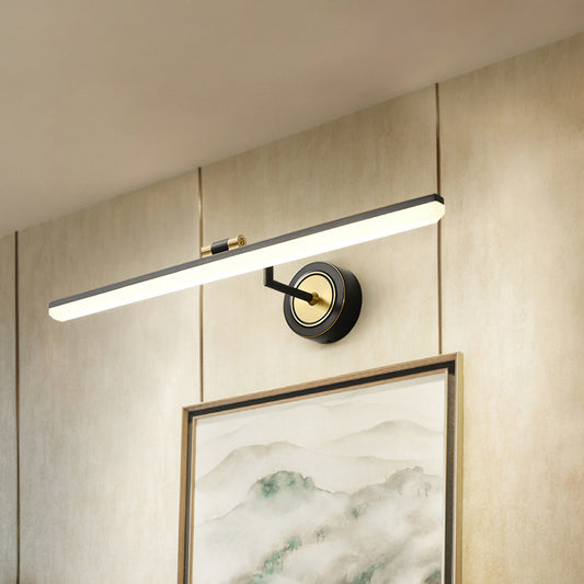 Linear Bathroom Vanity Light Fixture Metal LED Minimalist Wall Lighting Ideas in Black/Gold Clearhalo 'Cast Iron' 'Glass' 'Industrial' 'Modern wall lights' 'Modern' 'Tiffany' 'Traditional wall lights' 'Vanity Lights' 'Wall Lights' Lighting' 1867483