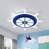 Rudder Kindergarten Flushmount Light Acrylic 19.5"/23.5" W LED Kids Close to Ceiling Lamp in Blue, Warm/White Light Clearhalo 'Ceiling Lights' 'Close To Ceiling Lights' 'Close to ceiling' 'Flush mount' Lighting' 1867502