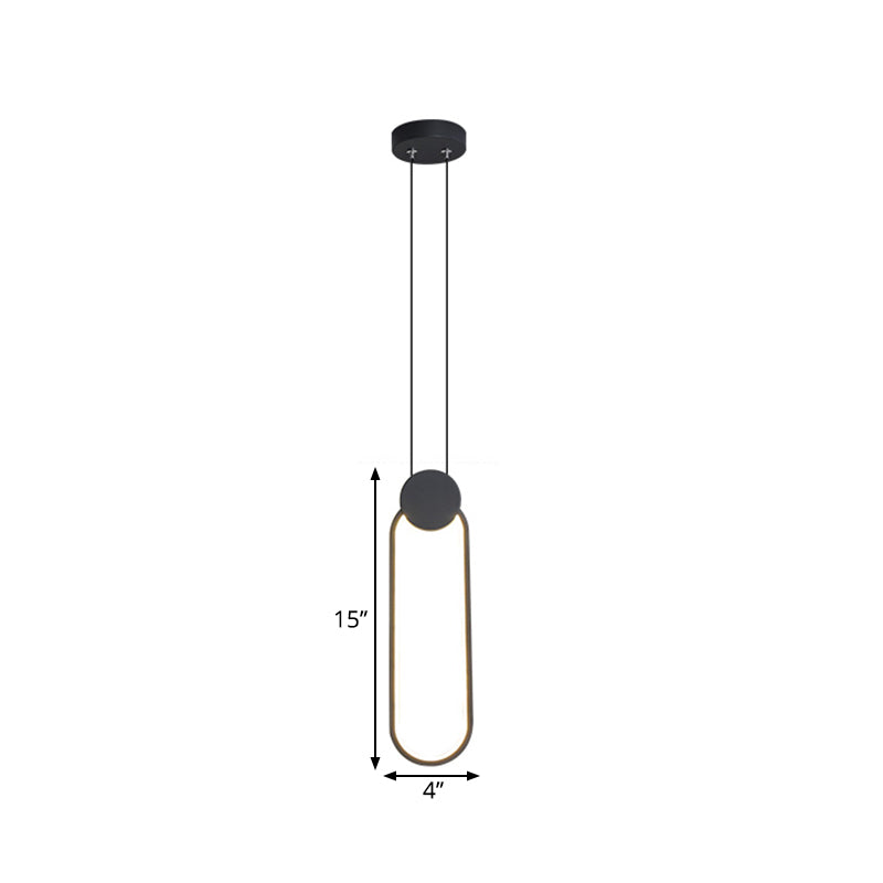 Black Ellipse Pendant Lighting Minimalist LED Metallic Hanging Ceiling Lamp in Warm/White Light Clearhalo 'Ceiling Lights' 'Modern Pendants' 'Modern' 'Pendant Lights' 'Pendants' Lighting' 1867564