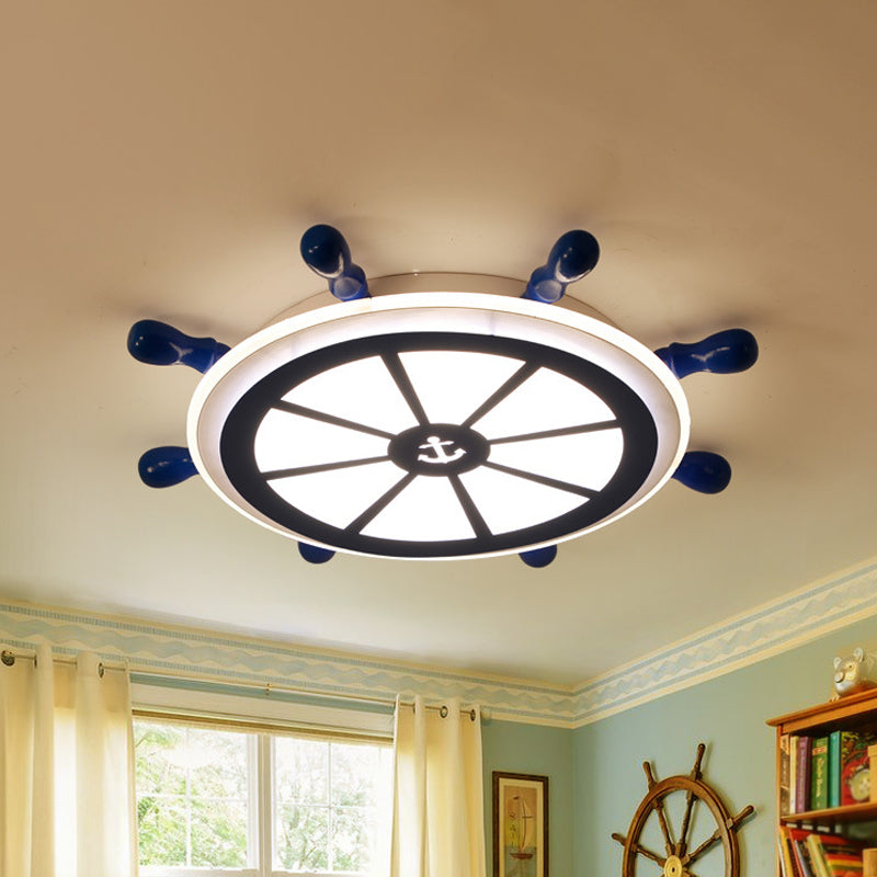 Acrylic Rudder Flushmount Lighting Kids LED Blue Flush Ceiling Light Fixture for Kindergarten Blue Clearhalo 'Ceiling Lights' 'Close To Ceiling Lights' 'Close to ceiling' 'Flush mount' Lighting' 1867658