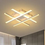 Cross Beam Living Room Flush Light Acrylic LED Minimalism Ceiling Mounted Fixture in White White Clearhalo 'Ceiling Lights' 'Close To Ceiling Lights' 'Close to ceiling' 'Flush mount' Lighting' 1867737