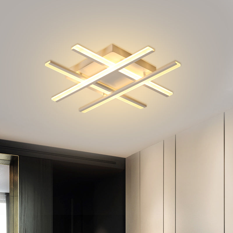 Cross Beam Living Room Flush Light Acrylic LED Minimalism Ceiling Mounted Fixture in White Clearhalo 'Ceiling Lights' 'Close To Ceiling Lights' 'Close to ceiling' 'Flush mount' Lighting' 1867738