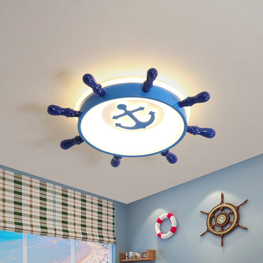 Kids Rudder LED Flush Mount Lamp Acrylic Nursery Room Ceiling Light Fixture in Blue in Warm/White Light, 21.5"/25.5" W Blue Clearhalo 'Ceiling Lights' 'Close To Ceiling Lights' 'Close to ceiling' 'Flush mount' Lighting' 1867765