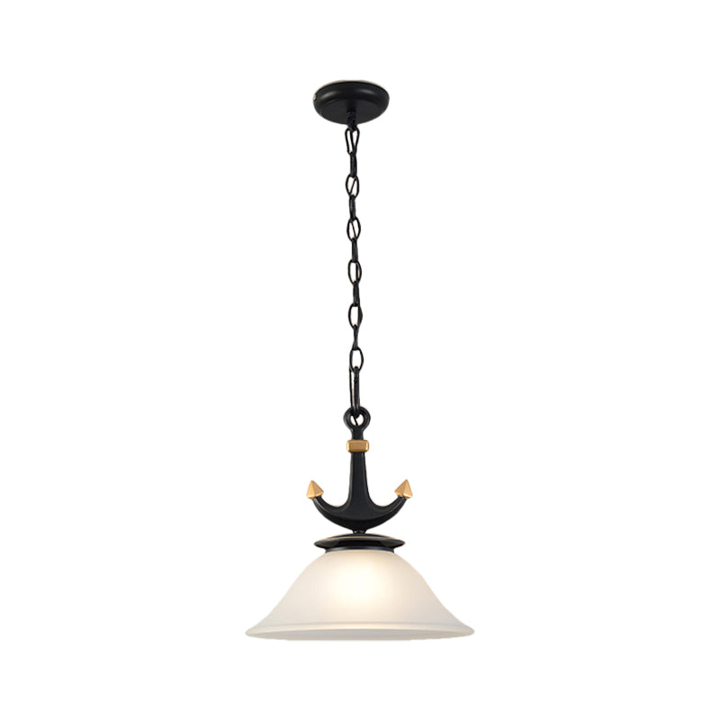 Cylinder/Flared Down Lighting Simple Dimpled Glass 1-Light 6"/13" W Nursery Hanging Lamp in Black/Blue Clearhalo 'Ceiling Lights' 'Glass shade' 'Glass' 'Pendant Lights' 'Pendants' Lighting' 1867815