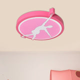 Circle Acrylic Ceiling Mounted Light Kids Pink/Yellow/Blue LED Flushmount Lighting with Ballet Girl Design Pink Clearhalo 'Ceiling Lights' 'Close To Ceiling Lights' 'Close to ceiling' 'Flush mount' Lighting' 1867817