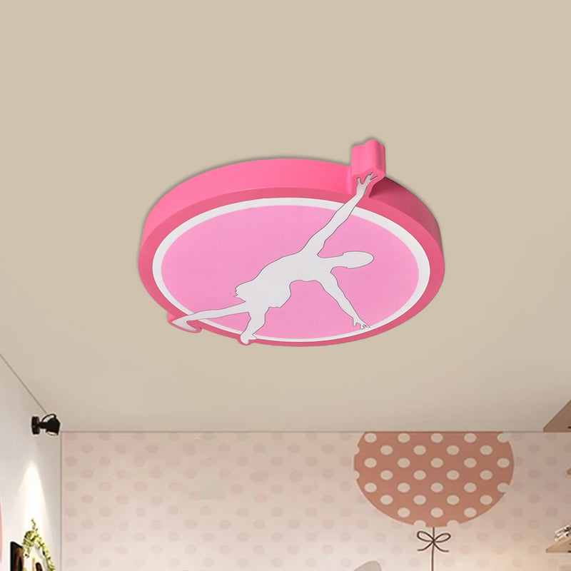 Circle Acrylic Ceiling Mounted Light Kids Pink/Yellow/Blue LED Flushmount Lighting with Ballet Girl Design Clearhalo 'Ceiling Lights' 'Close To Ceiling Lights' 'Close to ceiling' 'Flush mount' Lighting' 1867818