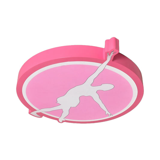 Circle Acrylic Ceiling Mounted Light Kids Pink/Yellow/Blue LED Flushmount Lighting with Ballet Girl Design Clearhalo 'Ceiling Lights' 'Close To Ceiling Lights' 'Close to ceiling' 'Flush mount' Lighting' 1867819