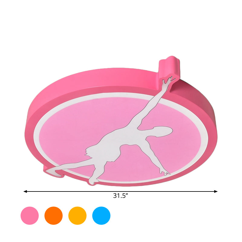 Circle Acrylic Ceiling Mounted Light Kids Pink/Yellow/Blue LED Flushmount Lighting with Ballet Girl Design Clearhalo 'Ceiling Lights' 'Close To Ceiling Lights' 'Close to ceiling' 'Flush mount' Lighting' 1867820