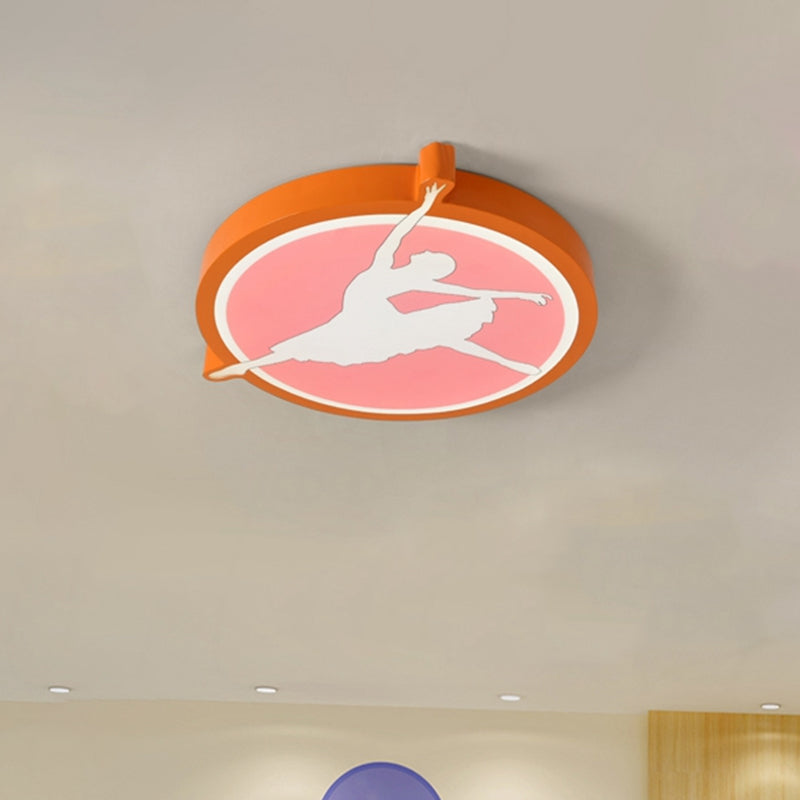 Circle Acrylic Ceiling Mounted Light Kids Pink/Yellow/Blue LED Flushmount Lighting with Ballet Girl Design Clearhalo 'Ceiling Lights' 'Close To Ceiling Lights' 'Close to ceiling' 'Flush mount' Lighting' 1867822