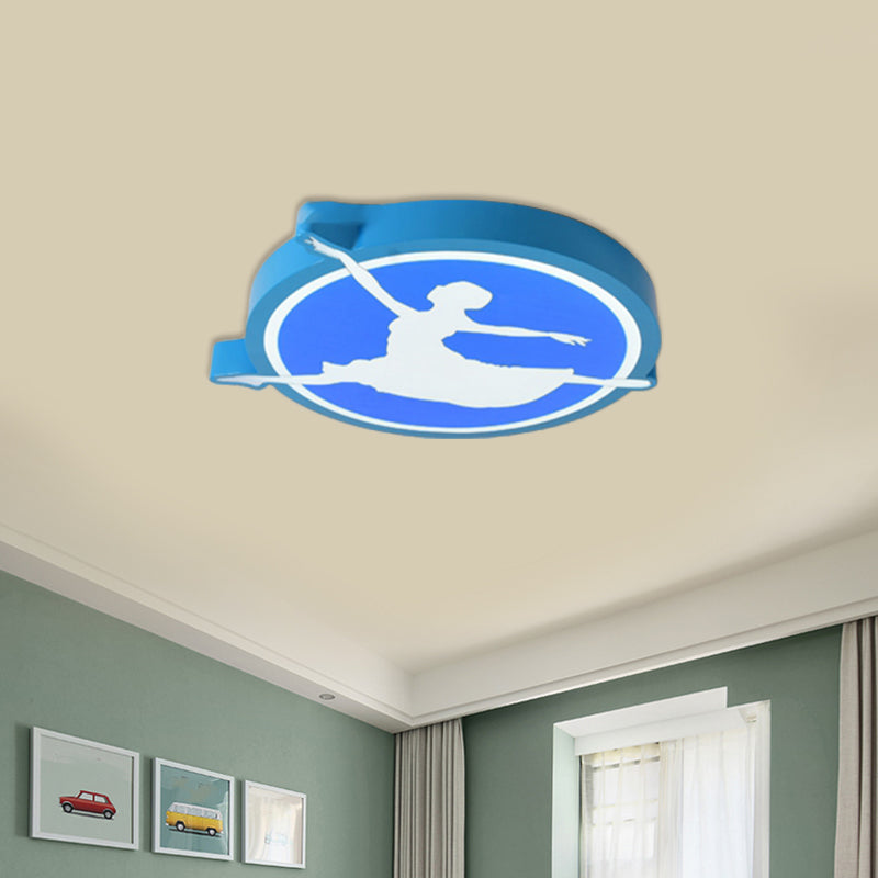 Circle Acrylic Ceiling Mounted Light Kids Pink/Yellow/Blue LED Flushmount Lighting with Ballet Girl Design Clearhalo 'Ceiling Lights' 'Close To Ceiling Lights' 'Close to ceiling' 'Flush mount' Lighting' 1867830