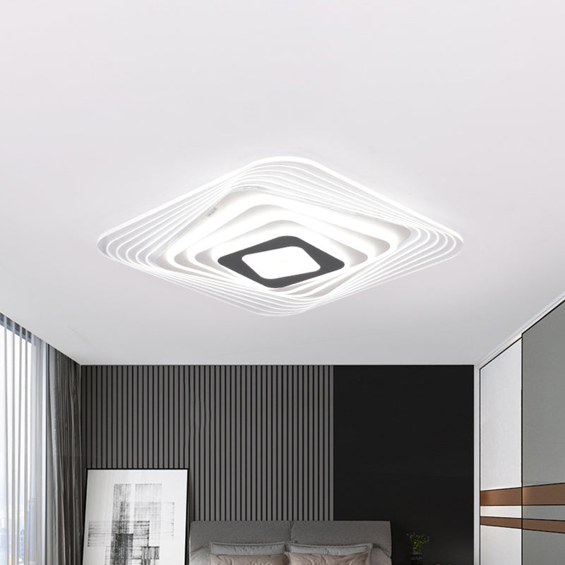 LED Bedroom Ceiling Lighting Simplicity White Flush Mount Fixture with Stacked Triangle/Square/Hexagon Acrylic Shade Clearhalo 'Ceiling Lights' 'Close To Ceiling Lights' 'Close to ceiling' 'Flush mount' Lighting' 1867834