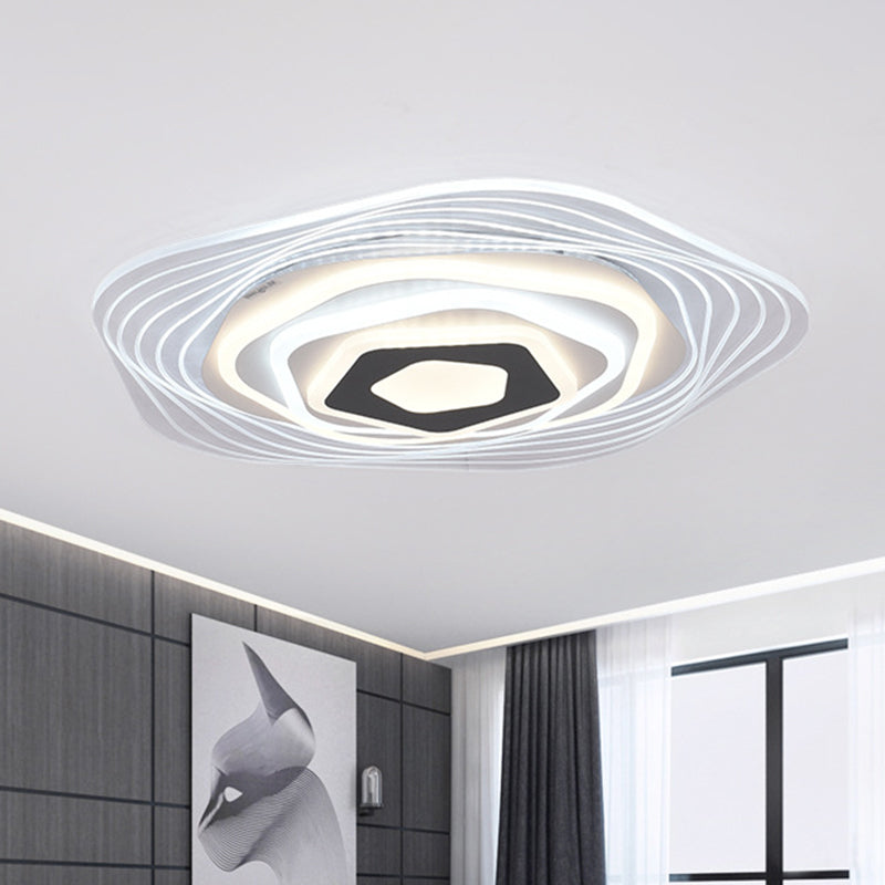 LED Bedroom Ceiling Lighting Simplicity White Flush Mount Fixture with Stacked Triangle/Square/Hexagon Acrylic Shade White Pentagon Clearhalo 'Ceiling Lights' 'Close To Ceiling Lights' 'Close to ceiling' 'Flush mount' Lighting' 1867837