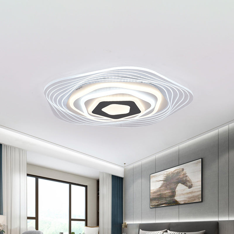 LED Bedroom Ceiling Lighting Simplicity White Flush Mount Fixture with Stacked Triangle/Square/Hexagon Acrylic Shade Clearhalo 'Ceiling Lights' 'Close To Ceiling Lights' 'Close to ceiling' 'Flush mount' Lighting' 1867838