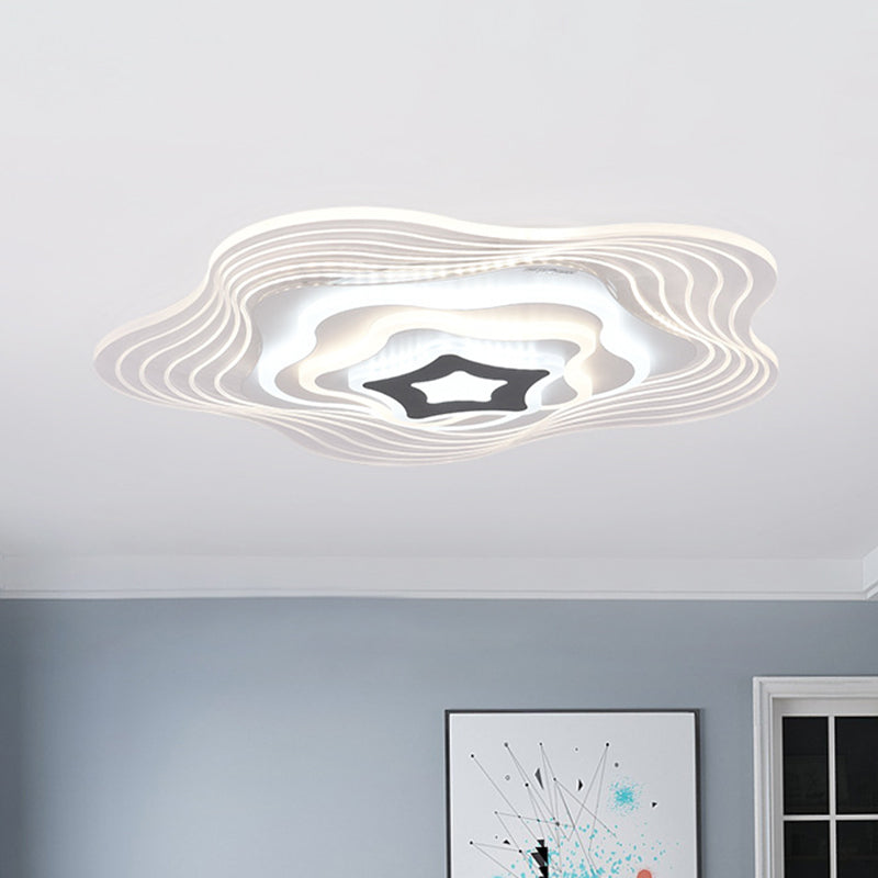 LED Bedroom Ceiling Lighting Simplicity White Flush Mount Fixture with Stacked Triangle/Square/Hexagon Acrylic Shade White Star Clearhalo 'Ceiling Lights' 'Close To Ceiling Lights' 'Close to ceiling' 'Flush mount' Lighting' 1867842