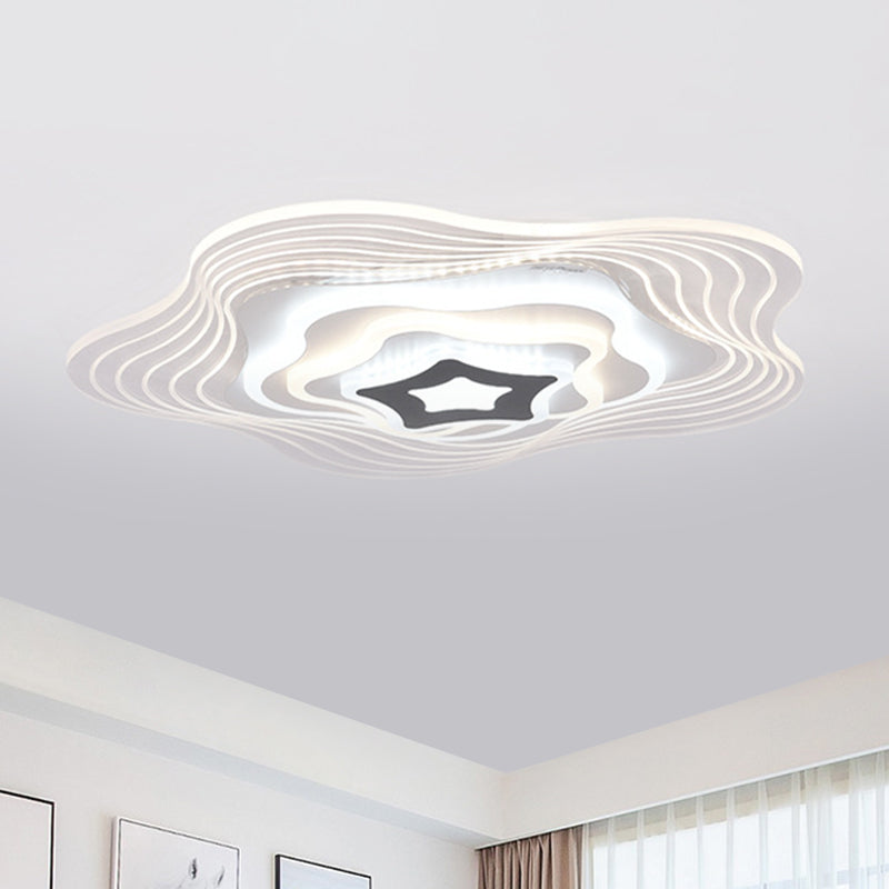 LED Bedroom Ceiling Lighting Simplicity White Flush Mount Fixture with Stacked Triangle/Square/Hexagon Acrylic Shade Clearhalo 'Ceiling Lights' 'Close To Ceiling Lights' 'Close to ceiling' 'Flush mount' Lighting' 1867844