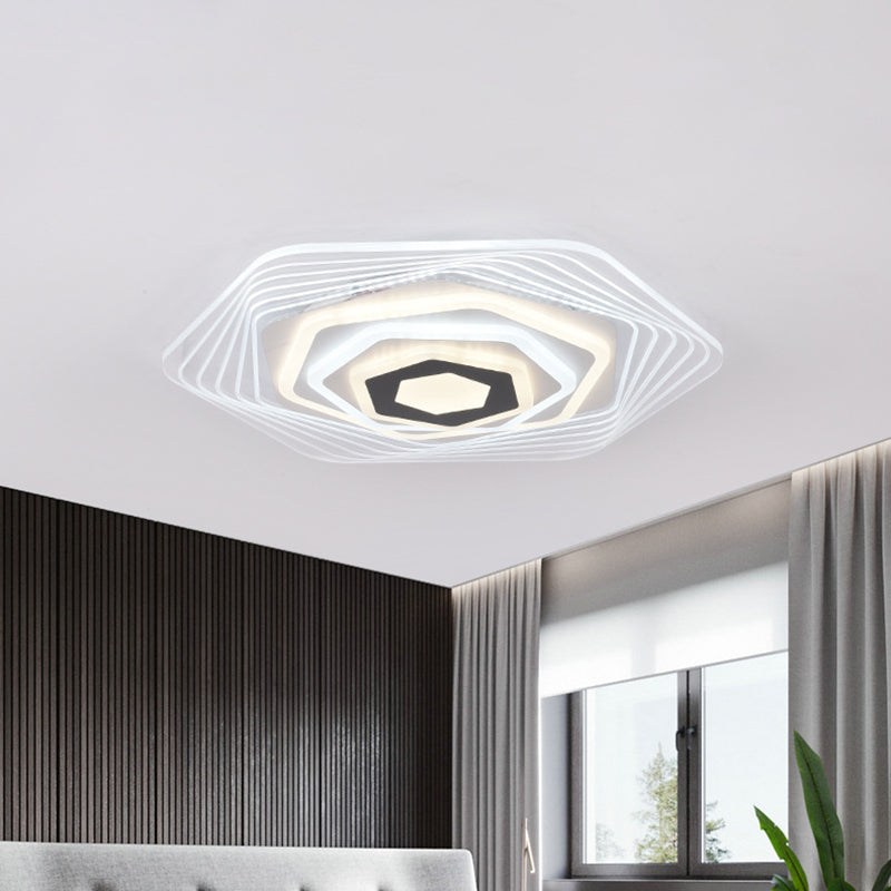 LED Bedroom Ceiling Lighting Simplicity White Flush Mount Fixture with Stacked Triangle/Square/Hexagon Acrylic Shade Clearhalo 'Ceiling Lights' 'Close To Ceiling Lights' 'Close to ceiling' 'Flush mount' Lighting' 1867848