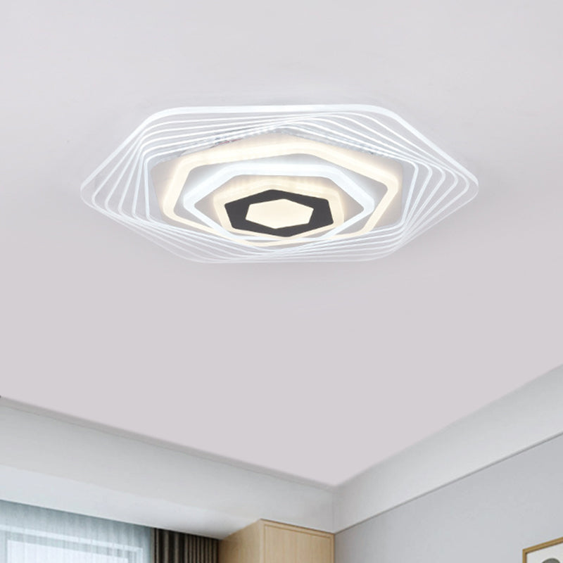 LED Bedroom Ceiling Lighting Simplicity White Flush Mount Fixture with Stacked Triangle/Square/Hexagon Acrylic Shade Clearhalo 'Ceiling Lights' 'Close To Ceiling Lights' 'Close to ceiling' 'Flush mount' Lighting' 1867849