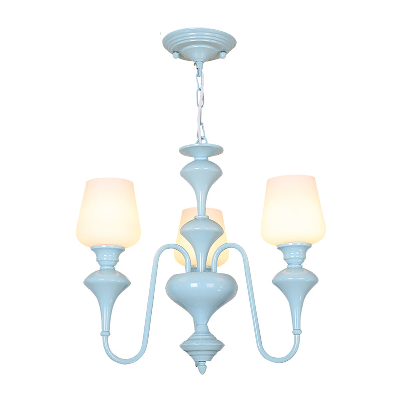 Nordic Style Blue Chandelier Cylinder Shade Metal Hanging Light for Study Room Clearhalo 'Ceiling Lights' 'Chandeliers' Lighting' options 186785